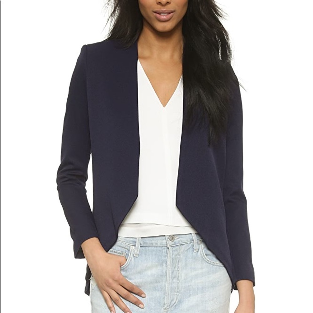 BLAQUE LABEL Navy Blue Collarless Blazer